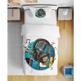 Müzik Nota Music 3D Dijital Baskılı Tek Kişilik Çarşafsız Genç Nevresim Takımı - Beyaz - 160 x 220 cm