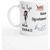 Müzik Öğretmeni Hediyesi – Kişiye Özel Porselen Kupa Bardak, Çift Taraf Baskılı, 300 Ml, Kutulu - 1 Adet