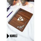 Müzik Tasarımlı Ahşap Kapaklı Defter - Kareli Defter - 60 Yaprak (120 Sayfa) - A5 15X21 cm