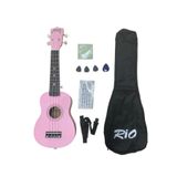 müzikhane 54 Cm Soprano Pembe Ukulele Kılıf Pena Askı Sticker