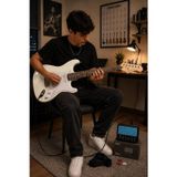 Müzikhane Beyaz Hss Elektro Gitar Seti Mini Şajlı Bluetooth Distorsion+Reverb Li Amfi Kılıf Askı Pena Kablo