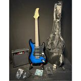 Müzikhane Elektro Gitar Seti Amfi Stant Askı Tuner Pena Kablo Yedek Tel - Mavi