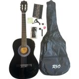 müzikhane Siyah Klasik Gitar 3/4 7 14 Yaş Kılıf Pena Kapo Sticker Askı