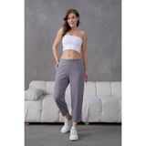 Muzotex Ithal Krep Kumaş Şalvar Model Cepli Balon Pantolon - Gri - 42