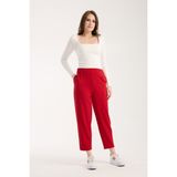 Muzotex Ithal Krep Kumaş Şalvar Model Cepli Balon Pantolon - Kırmızı - 42