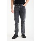 muzzo jeans Regular Fit Kar Yıkamalı Açık Gri Likralı Kot Pantolon