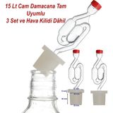 Mvinyo Silikon Damacana Fermantasyon Tıpası, 15 Lt Cam Damacana Tam Uyumlu Hava Kilidi Dahil, 3 Set