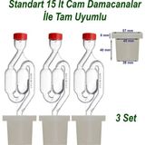 Mvinyo Silikon Fermantasyon Tıpası ve Hava Kilidi Seti (15Lt Cam Damacana Tam Uyumlu) 3 SET