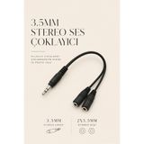 MVLH 3.5 mm Stereo Ses Çoklayıcı Kablo - 1 Erkek / 2 Dişi Kulaklık ve Mikrofon Ayırıcı Adaptör Tek Girişi İkiye Bölen Stereo Ses Çevirici Kablo