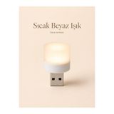 MVLH Mini USB LED Gece Lambası Sıcak Beyaz Işık Tak Çalıştır Taşınabilir Kompakt Aydınlatma Laptop Powerbank Şarj Adaptörü Araç İçi Uyumlu