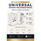 MVLH Universal Seyahat Priz Dönüştürücü - Dünya Çapı Tüm Ülkelerle Uyumlu Amerikan İngiliz Avrupa Fiş Çevirici Adaptör Çoklu Priz Girişli Seyahat Adaptörü