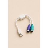 MVLH USB Erkek to 2x PS/2 Dişi Klavye Mouse Dönüştürücü Adaptör Kablo Yeşil Mor Girişli Bilgisayar PC Eski Nesil Klavye Fare Bağlantı Çevirici