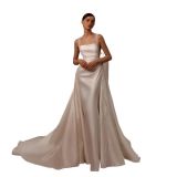 MVUYO Çıkarılabilir Tren Boncuklu Saten Mermaid Gelinlik Sequins Askı Kadın Gelin Elbiseleri Backless Gelin Elbisesi