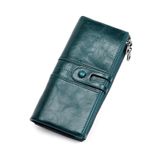 MVUYO FMURY kadın debriyaj cüzdan hakiki deri erkek kadın uzun cüzdan fermuarlı çanta bozuk para cüzdanı para telefonu çantası RFID cüzdan, Mavi, 20.8x10cm, Tek Stil