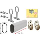 Mvy Dolap Içi Askı Borusu Alüminyum Oval 44,5 cm + 2 Adet Ayaklı Oval Flanş + 2 Adet Sabit Oval Flanş + Montaj Vidaları Set