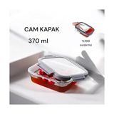 MWX Teknoloji 1 Adet 370 ml Borosilikat Cam Saklama Kabı - 4 Klipsli Kilitli Bambu Kapaklı Sızdırmaz Vakumlu Dikdörtgen Beslenme ve Erzak Kabı Dayanıklı Küçük Boy Porsiyonluk Kutu - 0 Siyah - Option-1