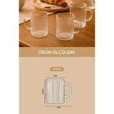MWX Teknoloji 3 Adet Çizgili Kulplu Dayanıklı Borosilikat Cam Kahve Çay Bardak - 200 ml Cam Çay Bardağı - 0 - Siyah - Option-1