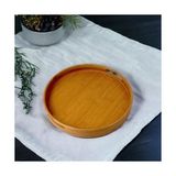 MWX Teknoloji 35CM Yuvarlak Bambu Servis Tepsisi, Ahşap Yuvarlak Tepsi, Bambu Tepsi (35CM*35.CM*6CM) - Kestane Akaju - Option-1