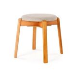 MWX Teknoloji Arc Kayın Puf Tabure Yuvarlak Modern Bench Oturak Tekli (Bej) - Option-1 - 001