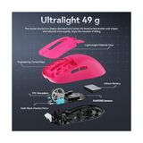 MWX Teknoloji Attack Shark X3 Superlight Kablosuz Gaming Mouse – 49G Ultra Hafif Fare, 26000 Dpı Pixart PAW3395 Sensör, Bt/2.4g/kablolu Üçlü Mod, 200 Saat Pil Ömrü, Ptfe Ayaklar, Pc/xbox/ps/mac – Red