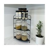 MWX Teknoloji Banyo Mutfak Düzenleyici Organizer Köşe Rafı - Ayarlanabilir 3 Raflı Baharatlık (Siyah) - 0,1 kg