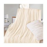 MWX Teknoloji Battaniye, 280GSM Süper Yumuşak Polar Yatak Battaniyesi, Rahat ve Hafif Flanel Battaniye, Yatak, Koltuk, Seyahat ve Kamp Için (Açık Beyaz, 150X200CM) - 2328M - 1 x 32 x 27 cm