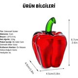 MWX Teknoloji 🫑 Cam Biber Biblosu –dekoratif Kristal Şık Obje✨dekoratif El Yapımı Cam Sebze Figürü-Ev & Mutfak Süsü - Kırmızı