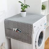MWX Teknoloji Çamaşır Makinesi Örtüsü, 130X55 cm Pamuklu Kumaş ve 6 Cepli Yan Bölme, Kurutma Makinesi ile Buzdolabı Için Toz Önleyici Üst Koruyucu, Mutfak ve Banyo Düzenleyici, Leke Tutmaz Dayanıklı Örtü - Option-1