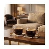 MWX Teknoloji Çizgili Borosilikat Cam Bardak, 350 ml Geniş Kapasite, Dayanıklı Yapı, Bulaşık Makinesinde Yıkanabilir, Ev Ofis Restoran Için Kullanıma Uygun Kulplu Kahve Espresso Sunum Bardağı - 0 - Siyah - Option-1