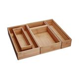 MWX Teknoloji International 88005 Bambu Ahşap Çekmece Düzenleyici Kutular, Çeşitli Boyutlarda, 5 Parçalı Set - Option-1