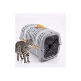 MWX Teknoloji Kedi Taşıma Çantası Plastik Kafes Kilitlenebilir Kapaklı Havalı Taşıma Kabı Kedi Köpek Taşıma Box Güvenli Pet Taşıma Kafesi Seyahat Çantası (Gri-Turuncu) - 0 - 3 Yaş - 0 - Siyah