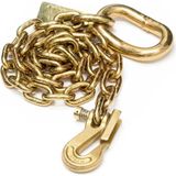 MWX Teknoloji Kingchain 426181 3/8 Inç x 5 Ft. Altın Kromat Traktör Emniyet Bağlayıcı Zincir, Clevis Tutunma Kancası ve Bağlantı Halkası, 6500 Lbs. Yük Kapasitesi, Sınıf 70, Çiftçilik, Tomruk, Inşaat Için