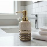 MWX Teknoloji Luxury Detaylı Beyaz Porselen Sıvı Sabunluk – Başlıklı Banyo & Lavabo Sabunluk (Gri, Lumina) - 0,25 gr