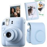 MWX Teknoloji Mini 12 Lila Fotoğraf Makinesi-10'lu Film-Mini Albüm ve Deri Kılıf Seti (Mavi) - Açık Bej