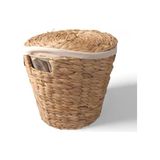 MWX Teknoloji Su Sümbülü Patates Soğan Kovası | Doğal Hasır Saklama Sepeti | El Yapımı Yuvarlak Şekilli Mutfak Düzenleyici | Dekoratif Sebze Kovası (25X25X25CM) - Kestane Akaju - Option-1