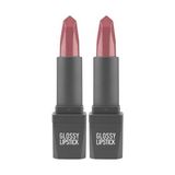 MWX Teknoloji Uzun Süre Kalıcı Yoğun Renk Veren Nemlendirici Parlak Ruj - Glossy Lipstick 312 Rose (2 Paketi) - Option-1