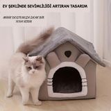 MWX Teknoloji Yumuşak Peluş Kedi&köpek Evi🐾kapalı Kulübe Tasarım–sıcak,yıkanabilir Minderli Evcil Yatak