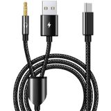 Mxcudu USB C - 3,5 mm Araba Aux Kablosu, 2'si 1 Arada USB C - 3,5 mm Araba Stereo Aux Kulaklık Jak Kablosu USB C Şarjlı iPhone 15/15Pro, Galaxy S24/S24+/S23 Ultra/S22/S21FE, Google Pixel 8/7/6 ile Uyumlu