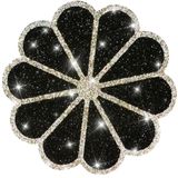 MXCVER Placemats Bling Siyah Elmas Masa Yer Paspası Siyah Isıya Dayanıklı Paspaslar Parlak Tırnak Sanatı El Dinlenme Pedi Ev Mutfak Yemek Masası Dekoru için