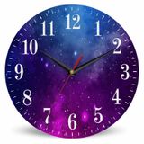 Mxocom Colourfull Sky Duvar Saati Mavi Mor Nebula Beyaz Renk Yıldız 25,7 cm Sessiz Tik Tik Takmayan Pille Çalışan Saat Vintage Yuvarlak Saat Oturma Odası Yatak Odası Banyo Ofis Dekoru için