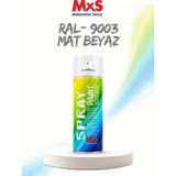 Mxs Ral 9003 Mat Beyaz Akrilik Sprey Boya 400 ml - 9005 Siyah