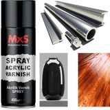 MxS Şeffaf Renkli 400 ml Sprey Vernik Tüm Yüzeyler İçin Boya Koruma ve Parlaklık Sağlar
