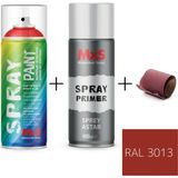 MxS Sprey+Astar Özel Yapım Akrilik Sprey Boya Seti 400 ml (Araba-Metal-Plastik-Ahşap) + Zımpara - RAL-3013 DOMATES KIRMIZI