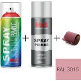 MxS Sprey+Astar Özel Yapım Akrilik Sprey Boya Seti 400 ml (Araba-Metal-Plastik-Ahşap) + Zımpara - RAL-3015 AÇIK PEMBE
