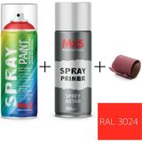 MxS Sprey+Astar Özel Yapım Akrilik Sprey Boya Seti 400 ml (Araba-Metal-Plastik-Ahşap) + Zımpara - RAL-3024 FLORESAN LÜMİNESANS