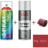 MxS Sprey+Astar Özel Yapım Akrilik Sprey Boya Seti 400 ml (Araba-Metal-Plastik-Ahşap) + Zımpara - RAL-3031 KIRMIZI YÖNLENDİR