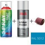 MxS Sprey+Astar Özel Yapım Akrilik Sprey Boya Seti 400 ml (Araba-Metal-Plastik-Ahşap) + Zımpara - RAL-5012 AÇIK MAVİ