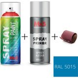MxS Sprey+Astar Özel Yapım Akrilik Sprey Boya Seti 400 ml (Araba-Metal-Plastik-Ahşap) + Zımpara - RAL-5015 GÖK MAVİ