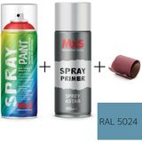MxS Sprey+Astar Özel Yapım Akrilik Sprey Boya Seti 400 ml (Araba-Metal-Plastik-Ahşap) + Zımpara - RAL-5024 PASTEL MAVİ