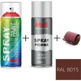 MxS Sprey+Astar Özel Yapım Akrilik Sprey Boya Seti 400 ml (Araba-Metal-Plastik-Ahşap) + Zımpara - RAL-8015 KESTANE KAHVERENGİ